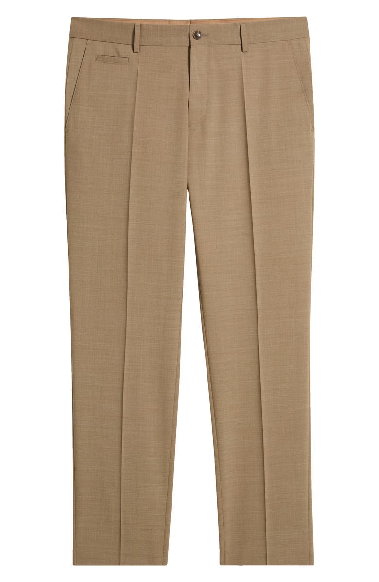 BOSS Genius Virgin Wool Blend Flat Front Dress Pants, Alternate, color, Open Beige