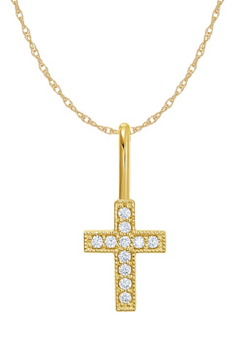 10K Yellow Gold Cubic Zirconia Cross Pendant Necklace