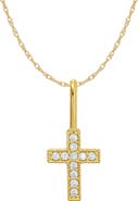CANDELA JEWELRY 10K Yellow Gold Cubic Zirconia Cross Pendant Necklace