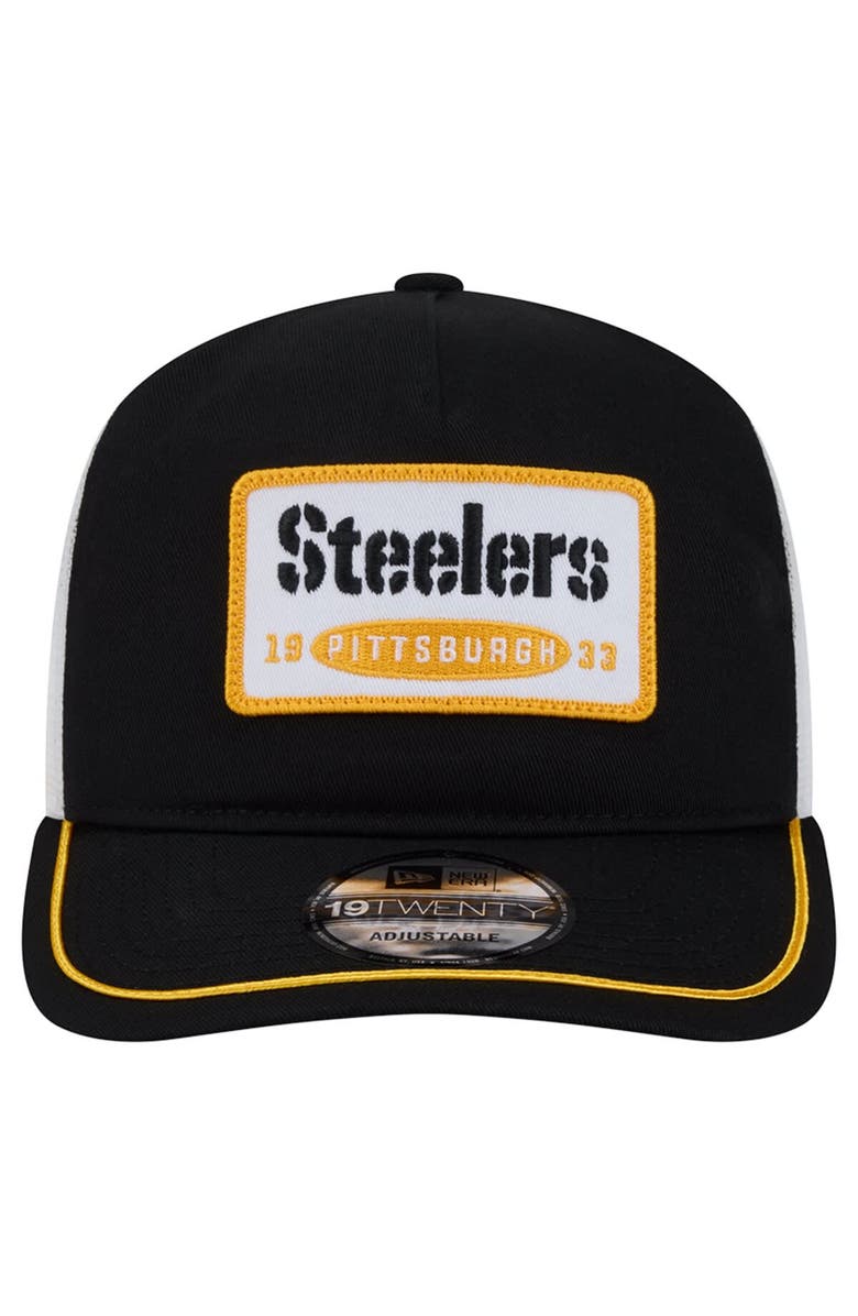 New Era Men's New Era Black/White Pittsburgh Steelers Patch 19TWENTY Adjustable Hat, Alternate, color, Black