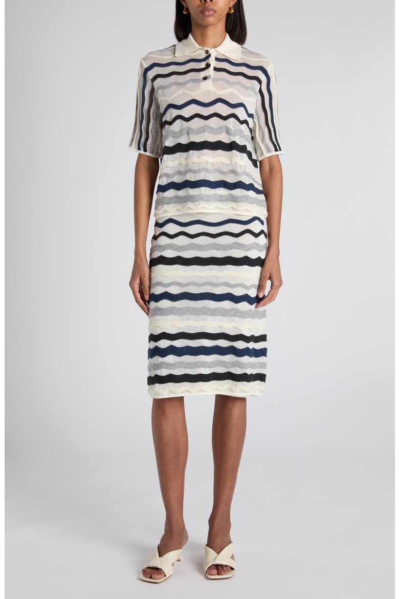Layered Chevron Stripe Wool Blend Sweater Skirt, Alternate, color, 9121 CHALK WAVE GREY