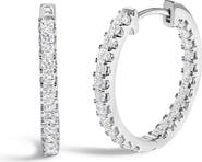 Haus of Brilliance 14K White Gold 2.00 Cttw Princess Diamond Inside Out Elongated Hoop Earrings