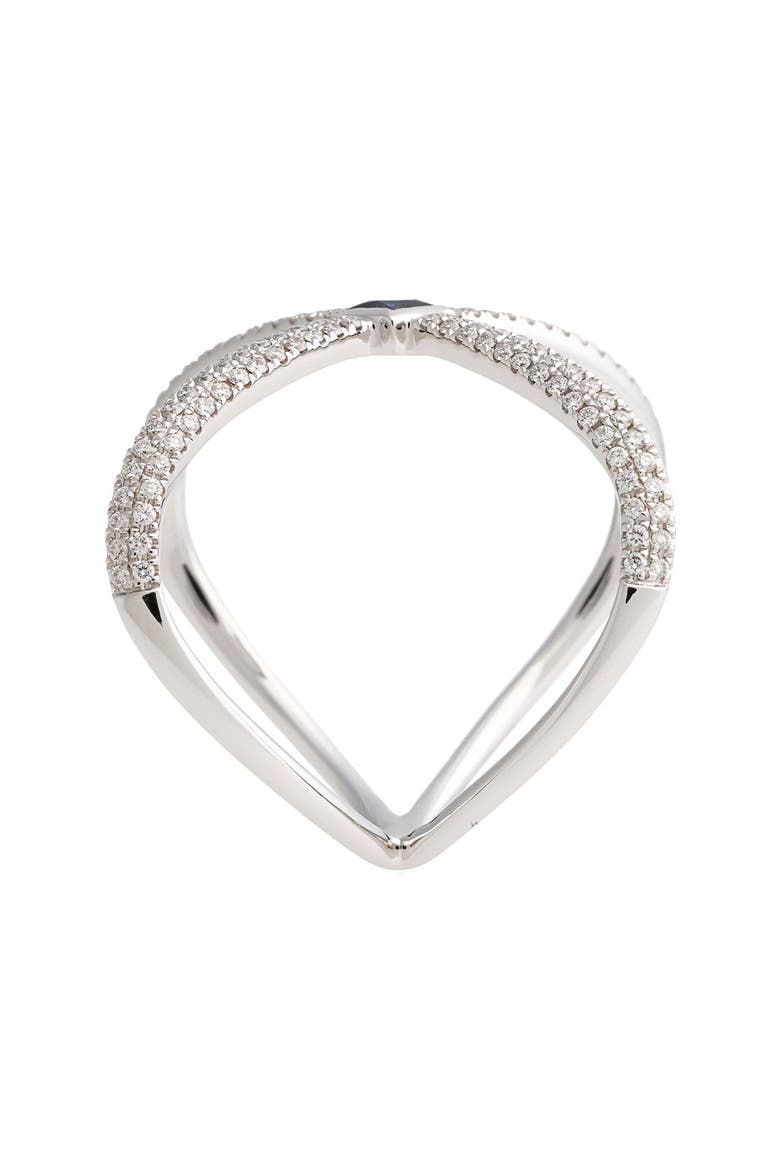 Diamond & Gem Crossover Ring (Nordstrom Exclusive), Alternate, color, WHITE GOLD/ BLUE SAPPHIRE