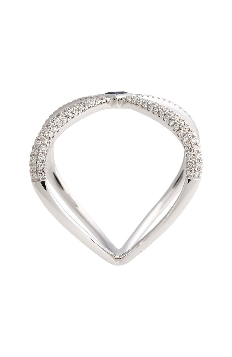 Bony Levy Diamond & Gem Crossover Ring, Alternate, color, White Gold/ Blue Sapphire