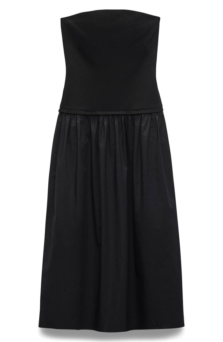rag & bone Irina Mixed Media Strapless Maxi Dress, Alternate, color, Black