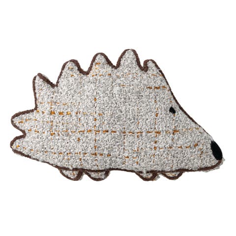 Embroidered Hedgehog Shaped Acrylic Boucle Pillow