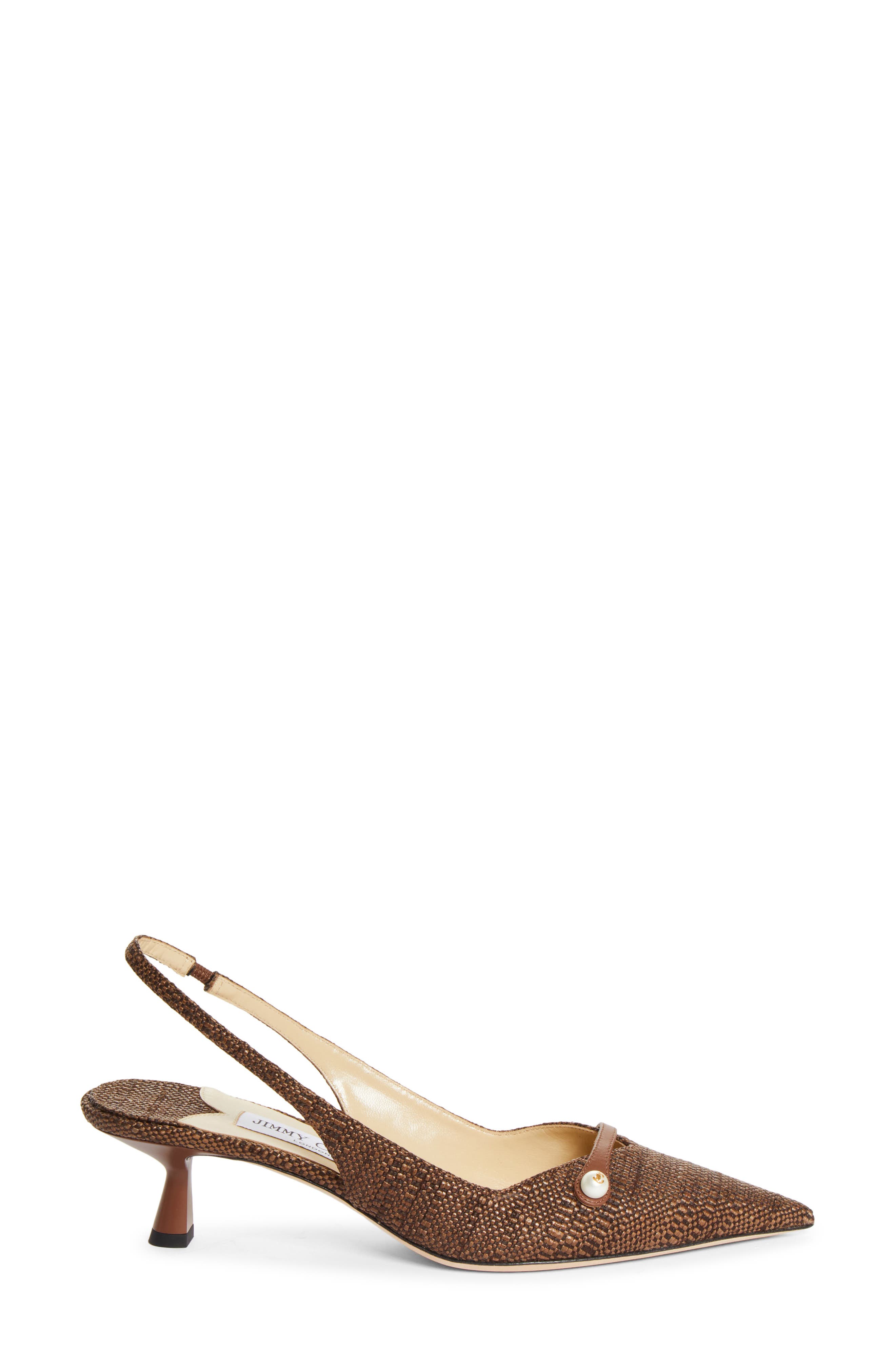Jimmy Choo Amita Raffia Pointed Toe Slingback Pump, Alternate, color, Tan