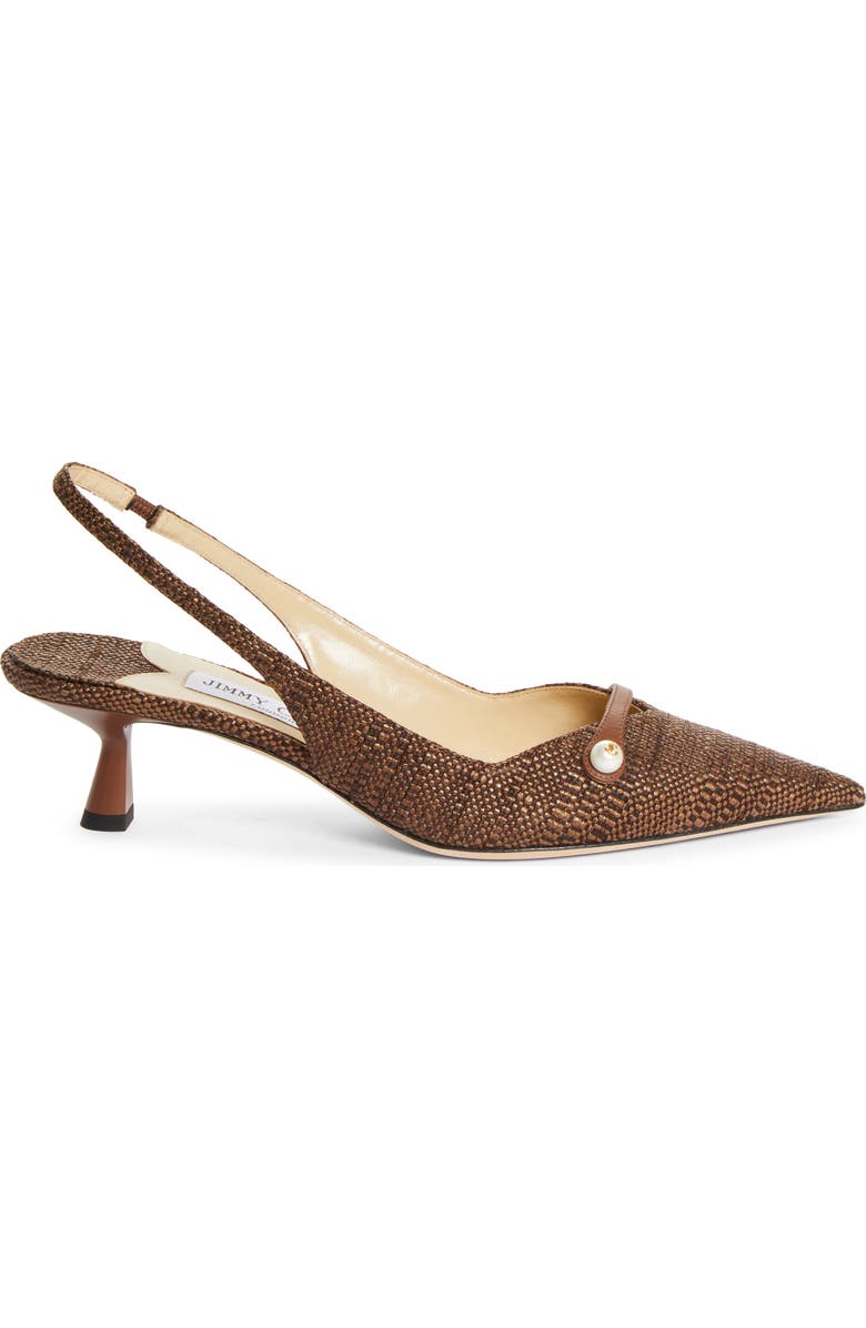 Jimmy Choo Amita Raffia Pointed Toe Slingback Pump, Alternate, color, Tan