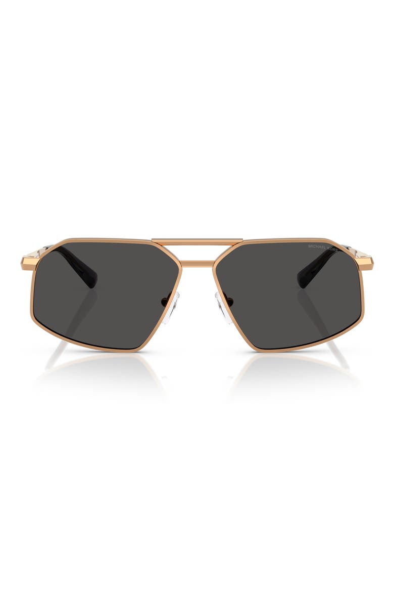 60mm Irregular Sunglasses, Main, color, BEIGE GOLD / DARK GREY SOLID