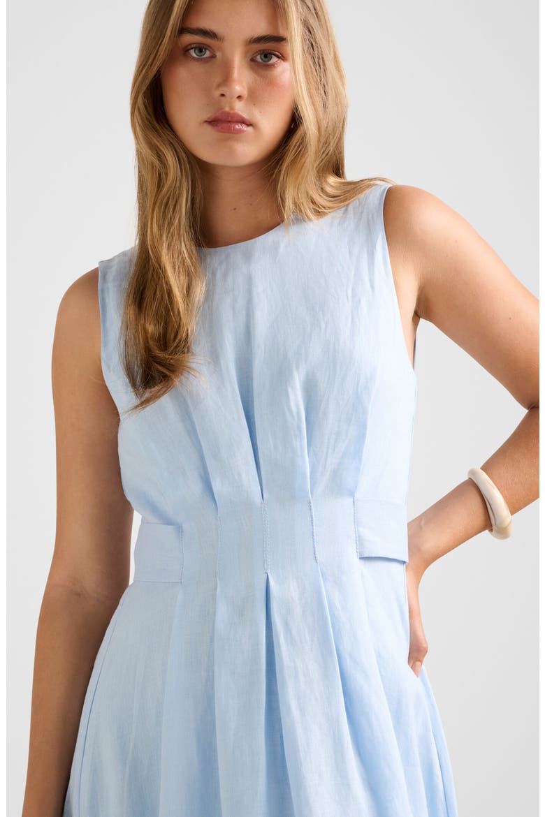 Rosie Tuck Detail Sleeveless Linen Dress, Alternate, color, BLUEBELL