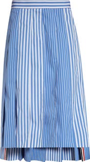 Thom Browne Awning Stripe Pleated Cotton Poplin Skirt