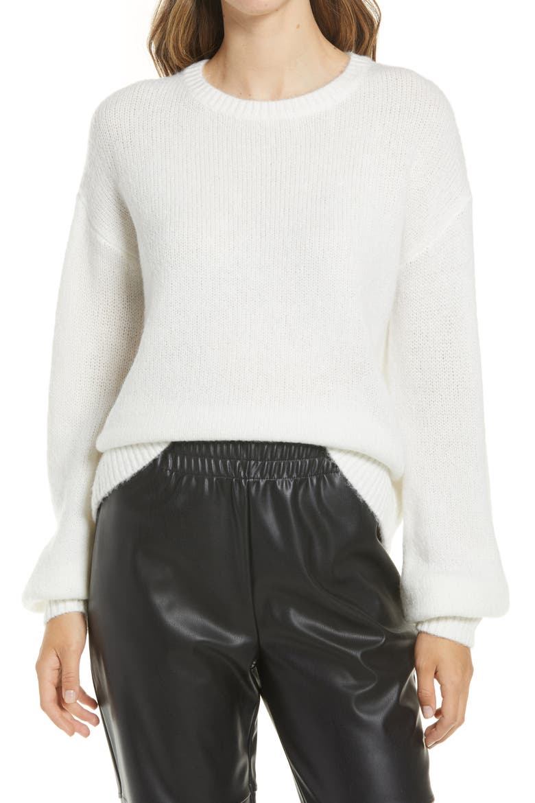 Cozy Crewneck Sweater, Main, color, IVORY CLOUD