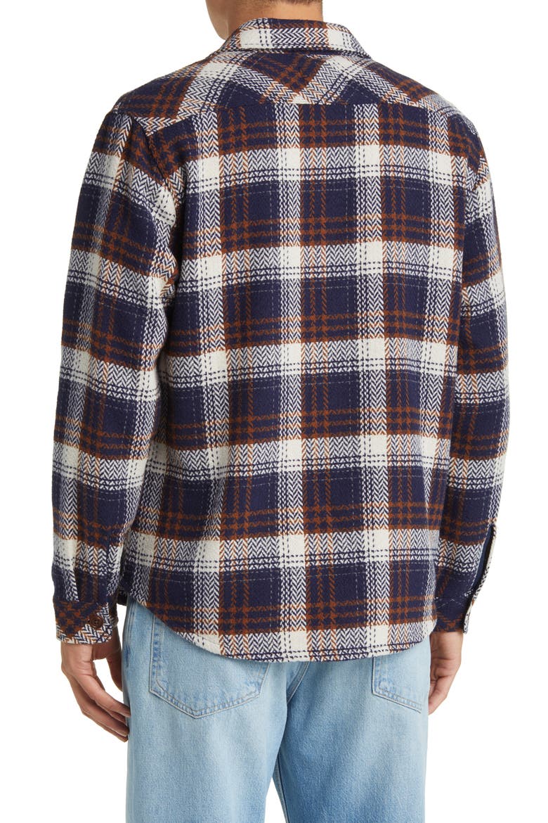 Berkshire Plaid Flannel Shirt Jacket, Alternate, color, NAVY UMBER CREAM