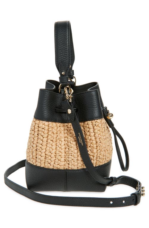 Strathberry Lana Osette Raffia & Leather Bucket Bag