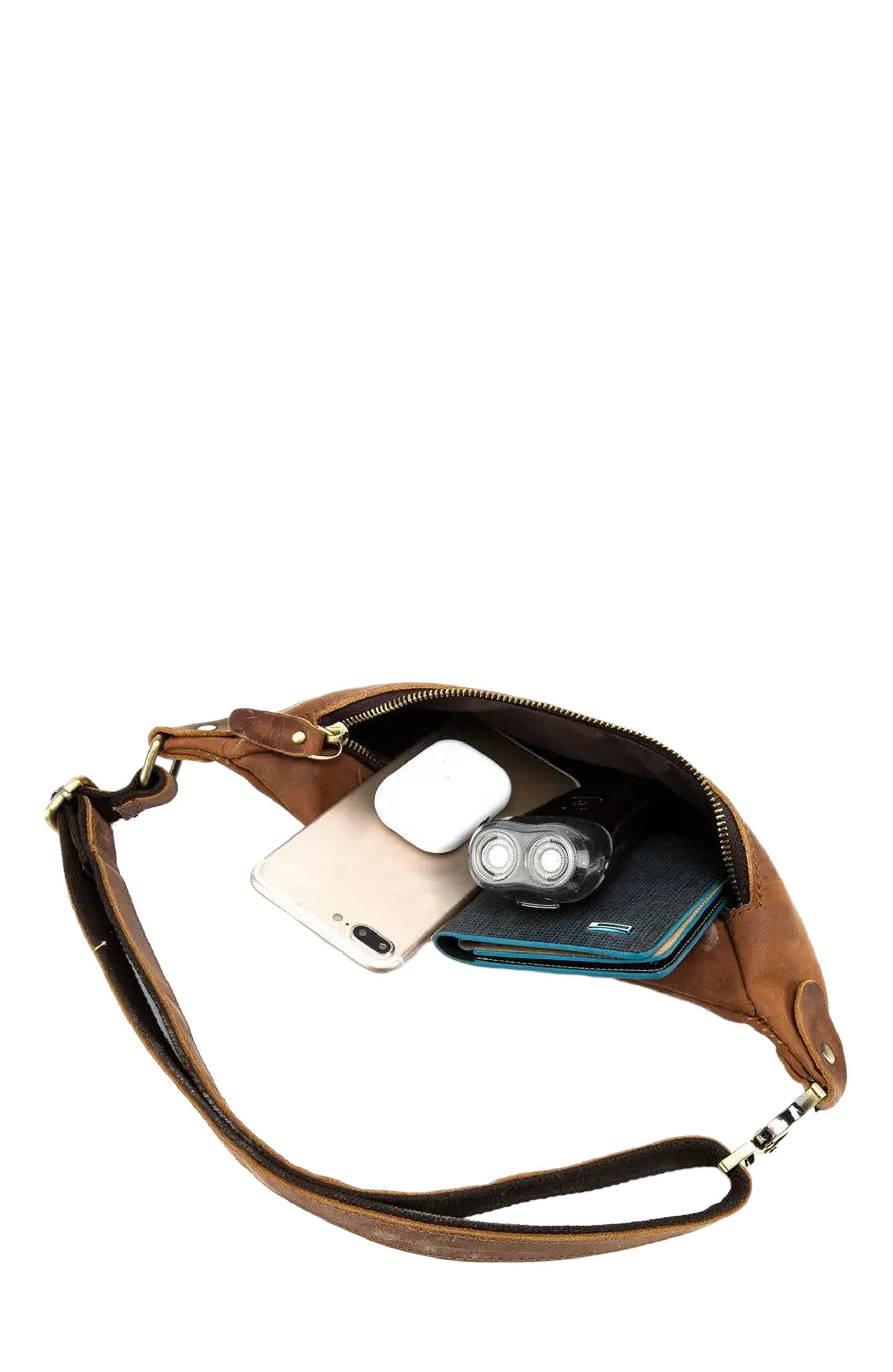 STEEL HORSE LEATHER Wagner Leather Waist Bag | Full Grain Leather Fanny Pack, Alternate, color, Brown