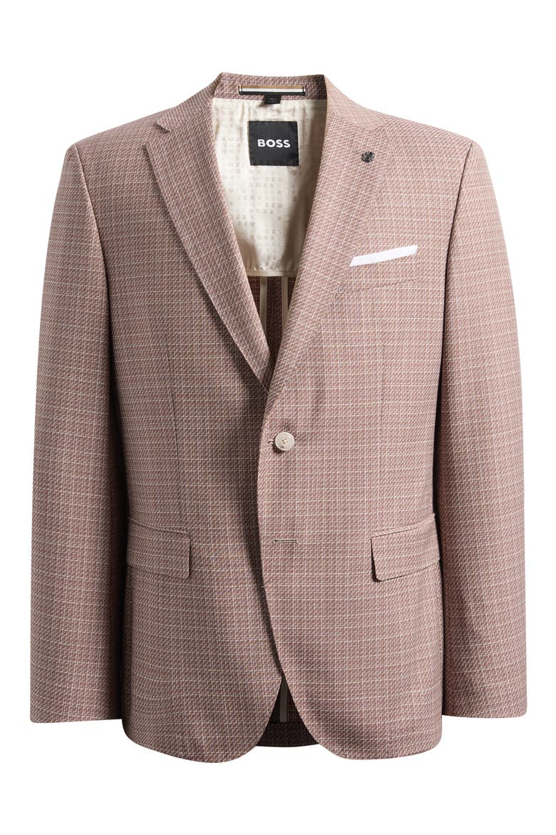 Hutson Slim Fit Red Check Virgin Wool Sport Coat, Alternate, color, OPEN RED