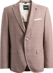 BOSS Hutson Slim Fit Red Check Virgin Wool Sport Coat