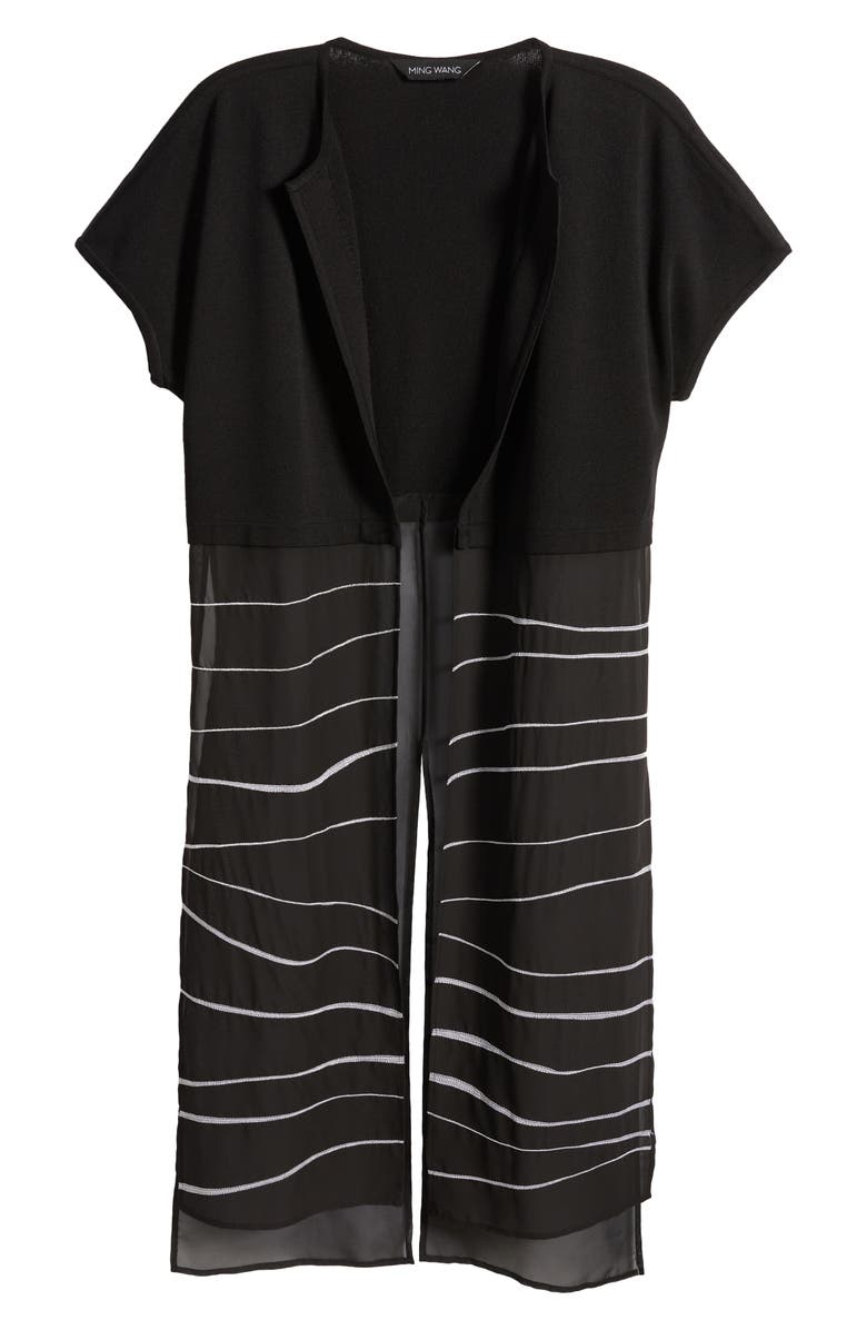 Ming Wang Landscape Short Sleeve Mix Media Duster, Alternate, color, 