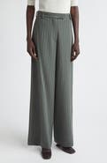 Dries Van Noten Stripe Wool Crepe Wide Leg Pants