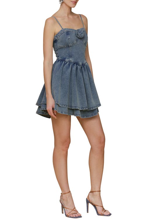 Avec Les Filles Bustier Denim Minidress In Blue