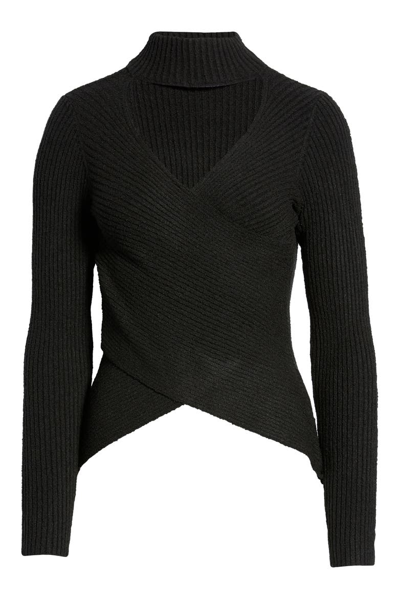 Cross Front Sweater, Alternate, color, BLACK