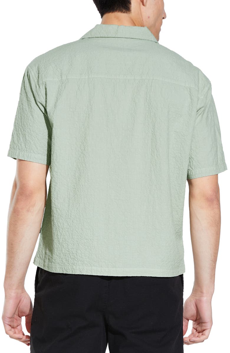 Civil Society Crepe Boxy Crop Resort Shirt, Alternate, color, Sage