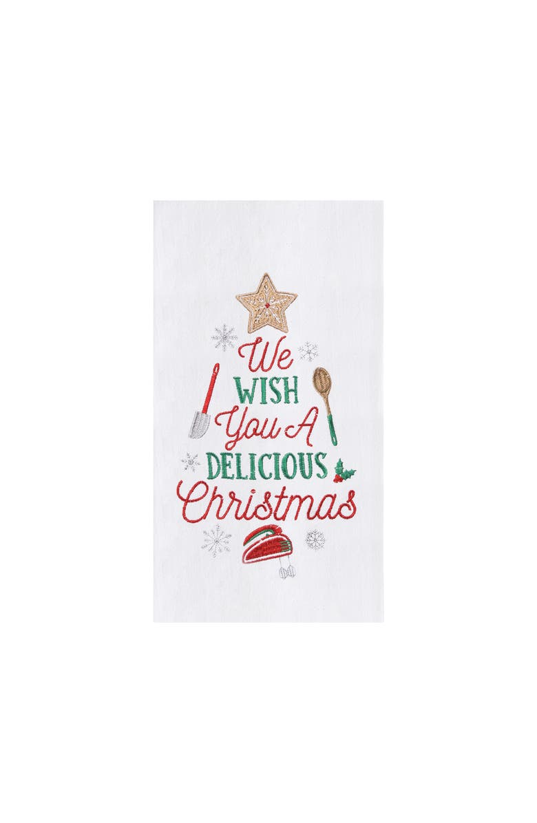 C&F Home "We Wish You a Delicious Christmas" 100% Cotton Flour Sack Dishtowel, Main, color, White