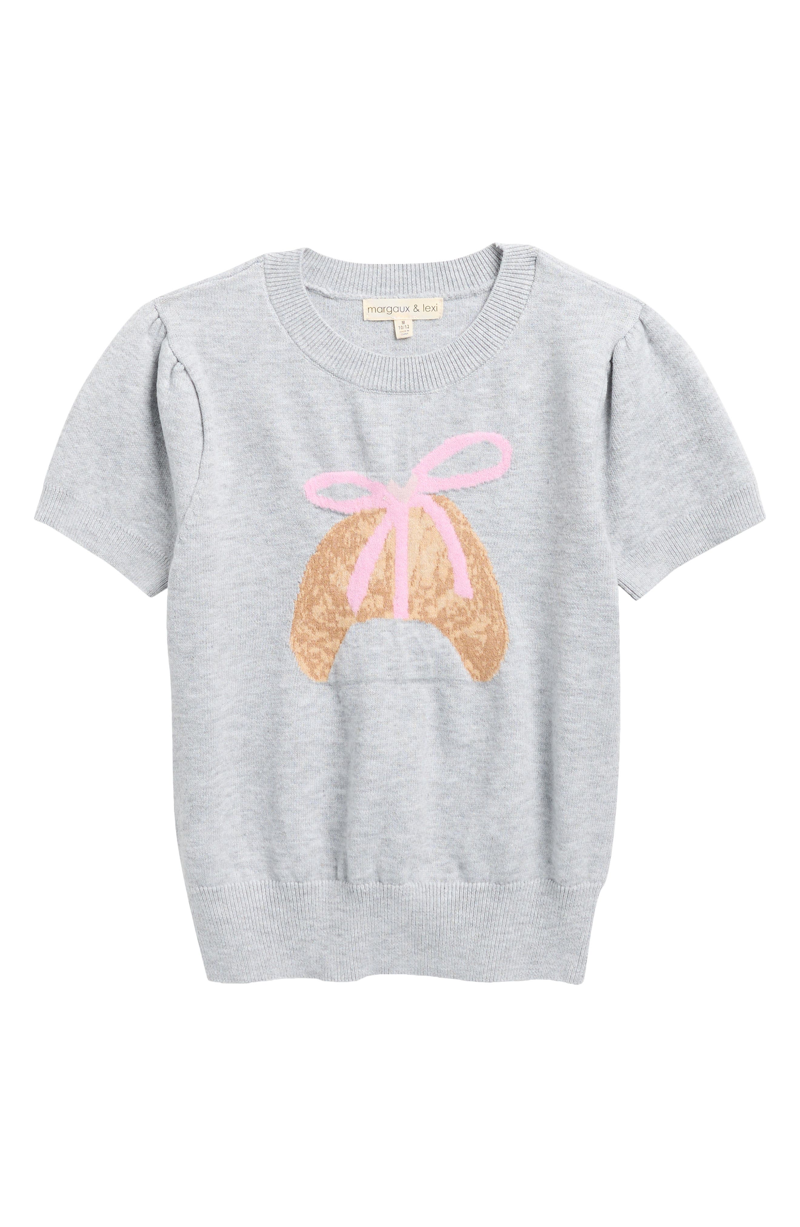 MARGAUX AND LEXI Kids' Croissant Jacquard Short Sleeve Sweater