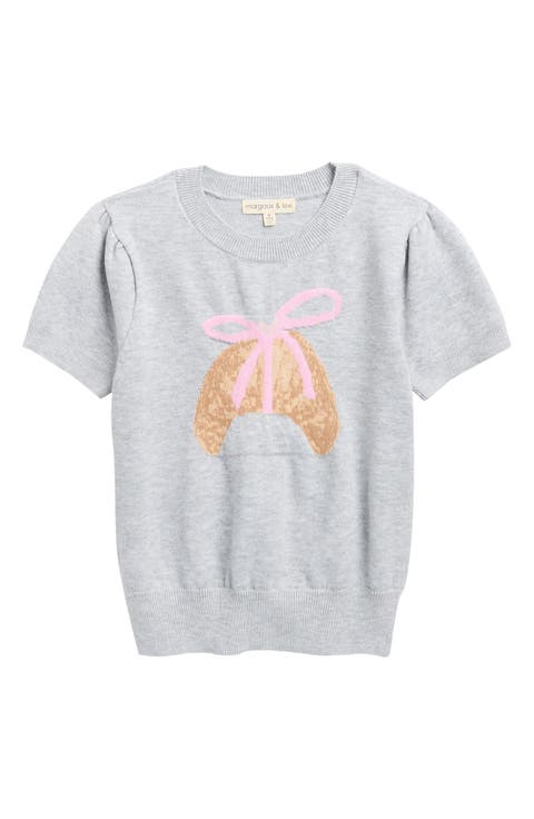 Kids' Croissant Jacquard Short Sleeve Sweater (Big Kid)