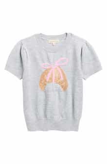 MARGAUX AND LEXI Kids' Croissant Jacquard Short Sleeve Sweater