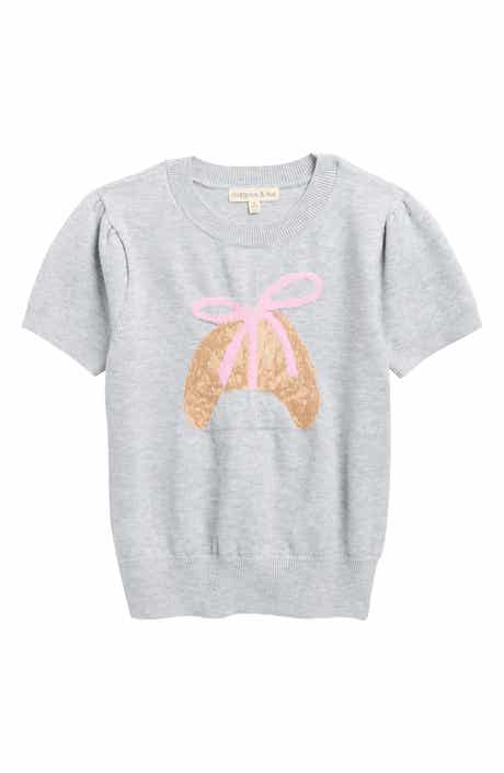 MARGAUX AND LEXI Kids' Croissant Jacquard Short Sleeve Sweater
