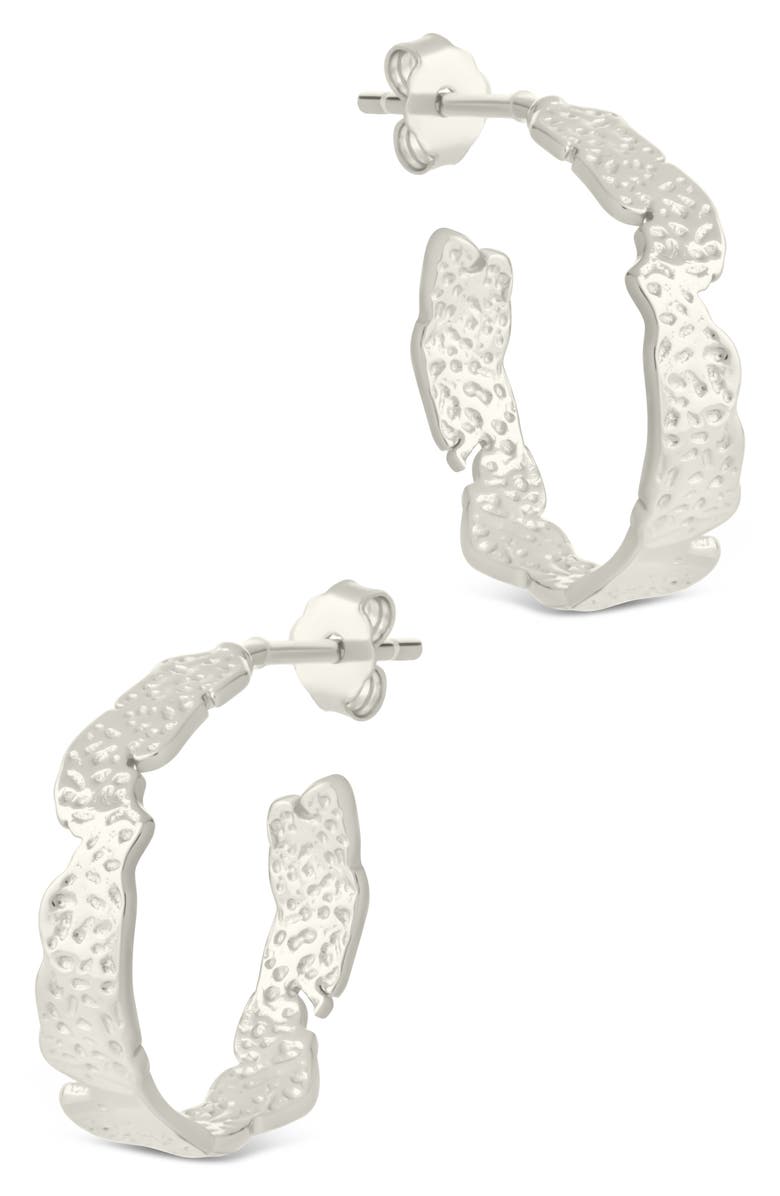 Sterling Forever Mary Textured Hoop Earrings, Alternate, color, Silver