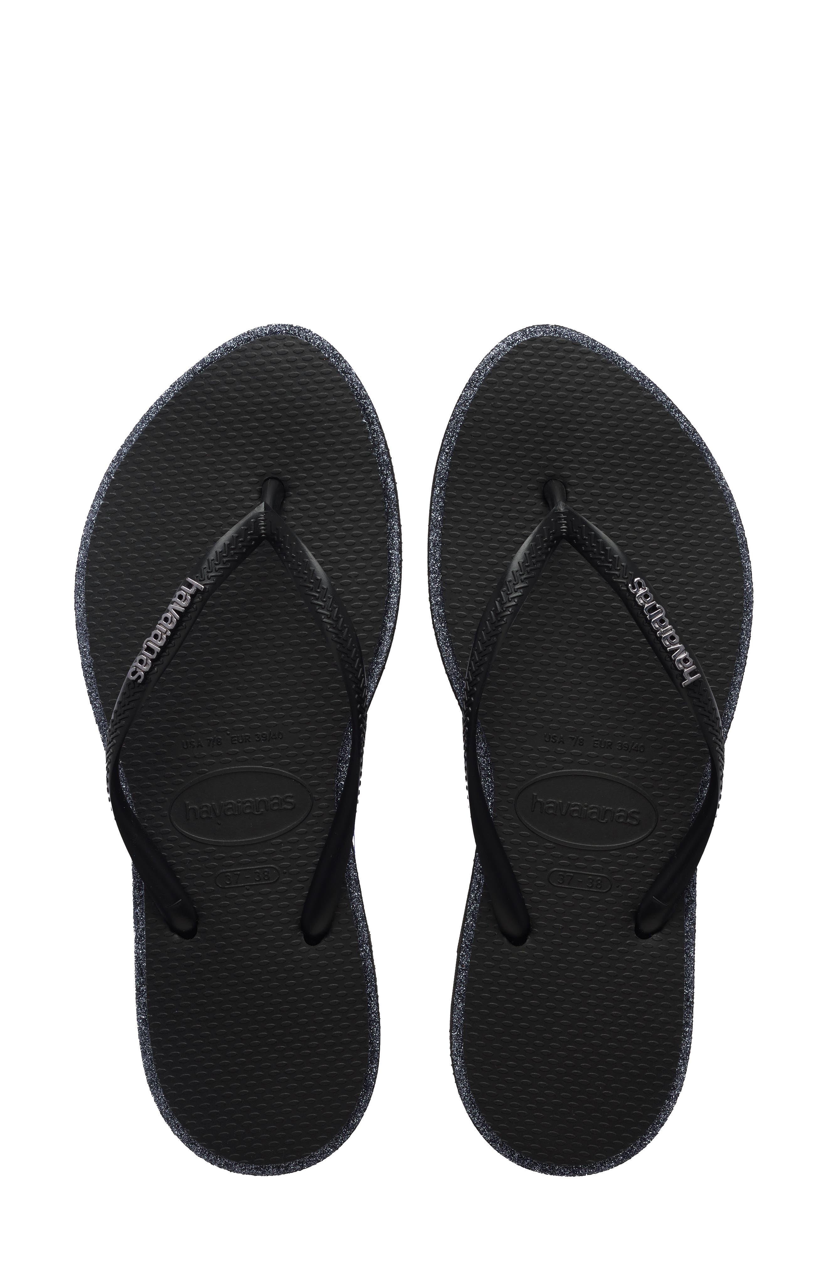 Havaianas Slim Point Glitter Flip Flop, Alternate, color, Dark Brown/ Golden
