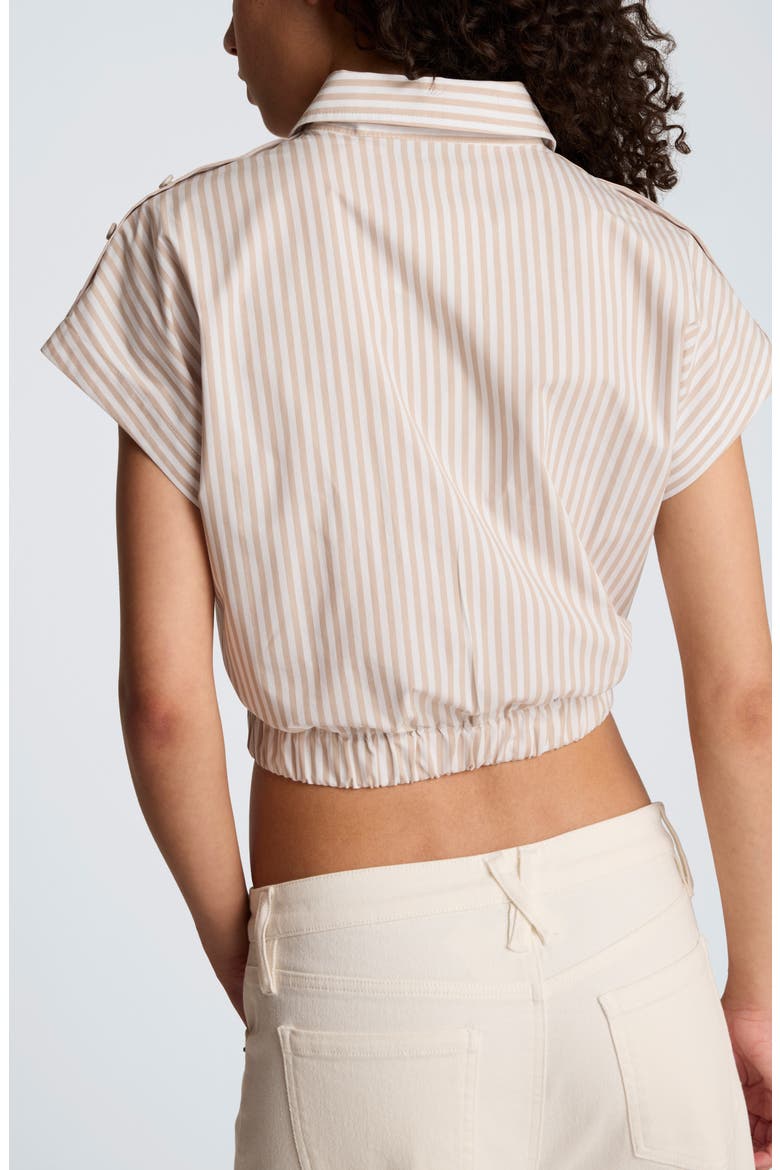Stripe Crop Button-Up Shirt, Alternate, color, TLESSTAUP/ WHT