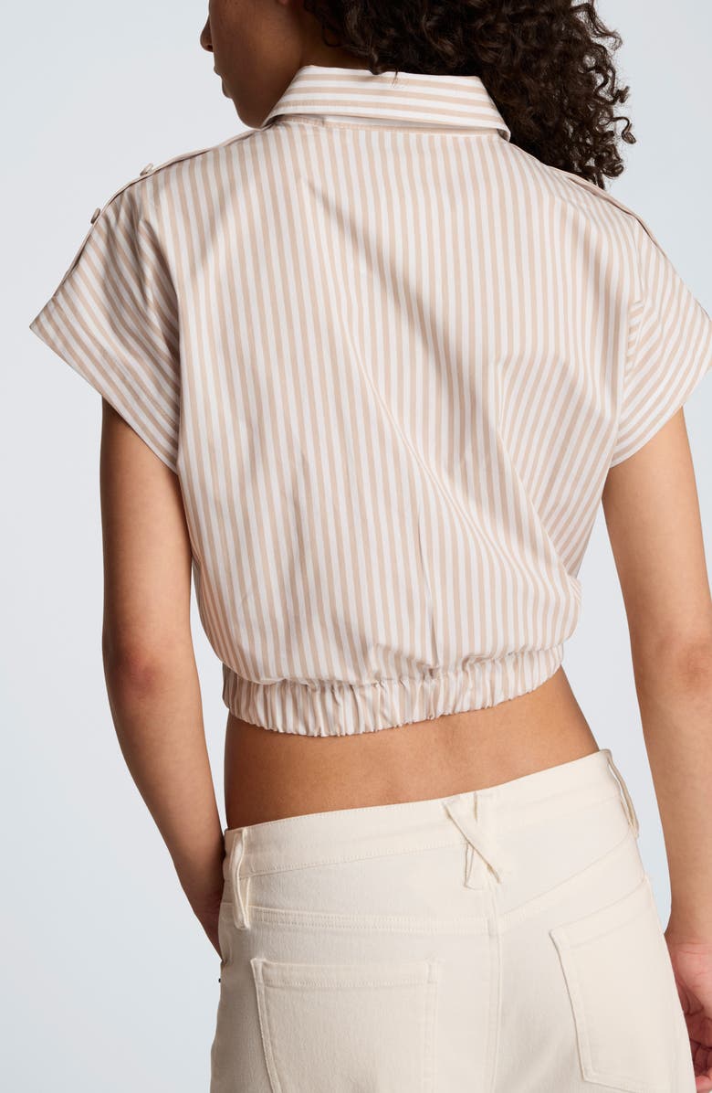 Kenneth Cole Stripe Crop Button-Up Shirt, Alternate, color, Tlesstaup/ Wht
