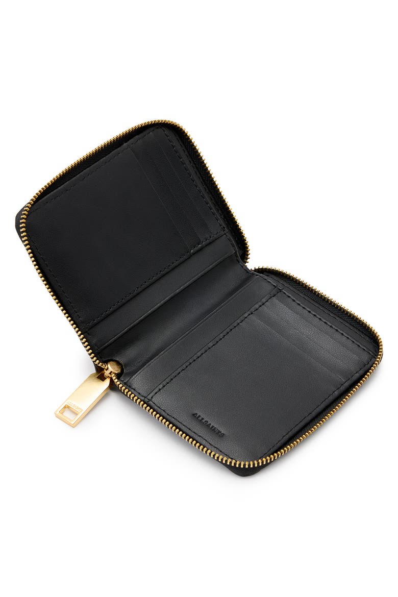 Lena Hex Leather Zip Wallet, Alternate, color, BLACK