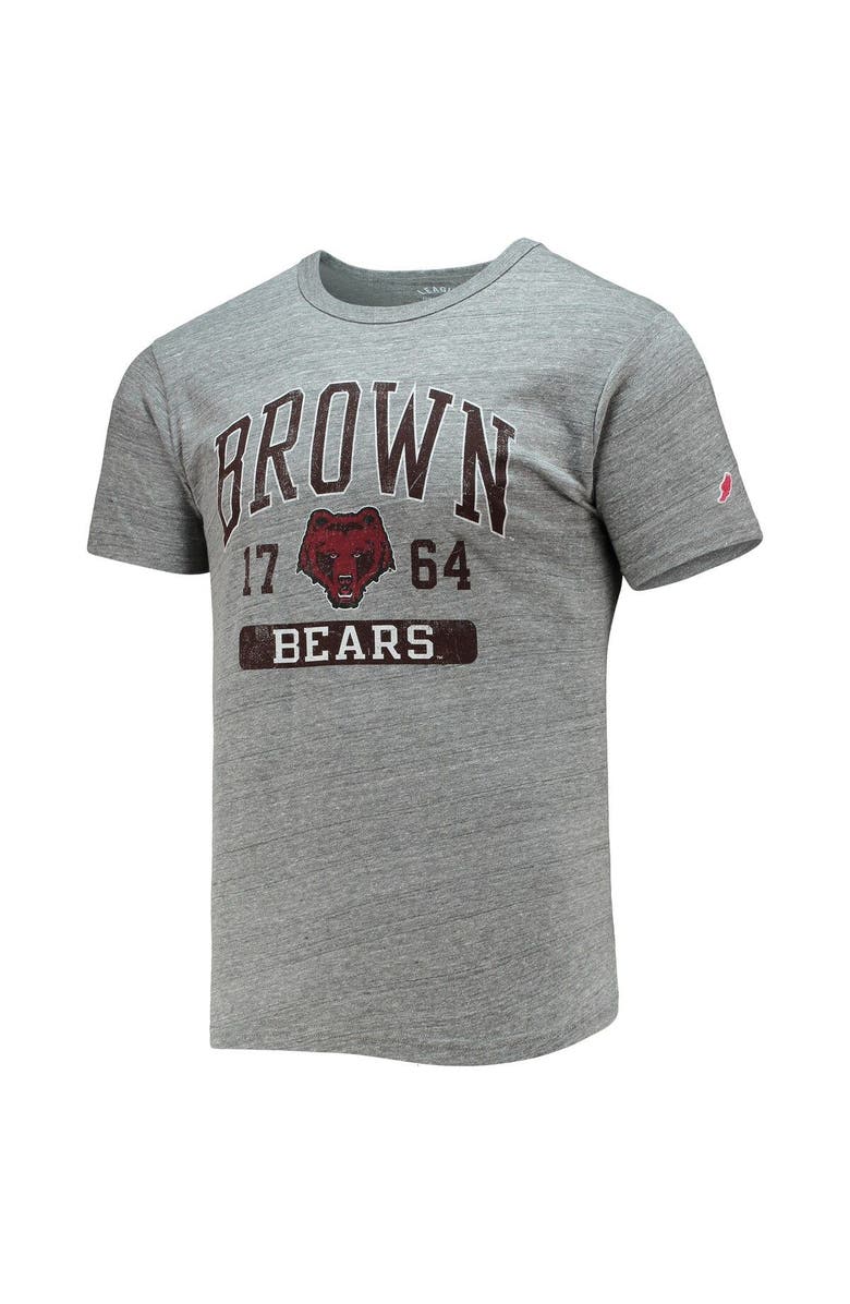 LEAGUE COLLEGIATE WEAR Men's League Collegiate Wear Heathered Gray Brown Bears Volume Up Victory Falls Tri-Blend T-Shirt, Alternate, color,