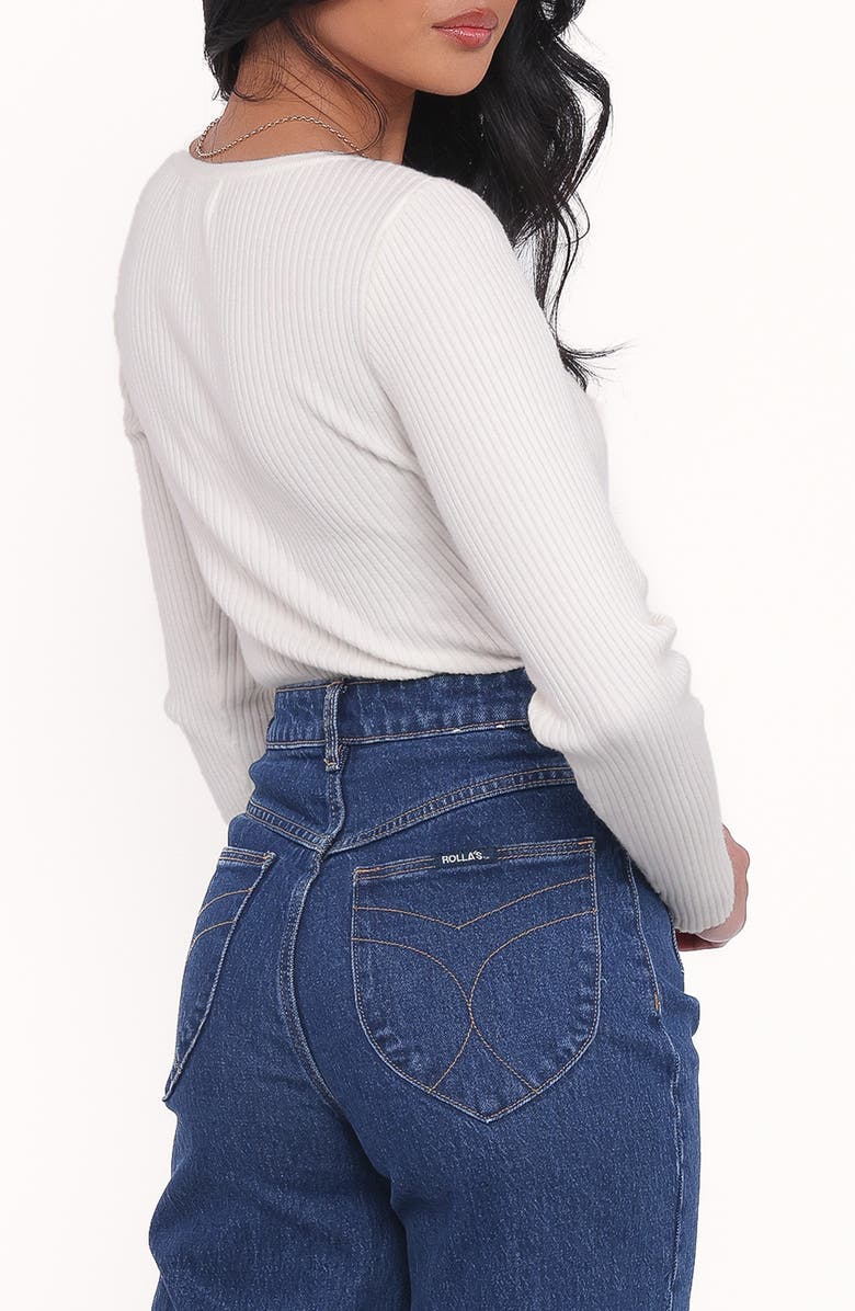 Petal & Pup Elba Velvet Bow Rib Top, Alternate, color, White