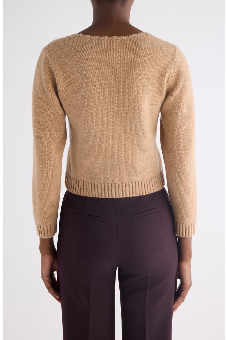 Scalloped Logo Crop Wool & Cashmere Sweater, Alternate, color, BLEACHED BROWN
