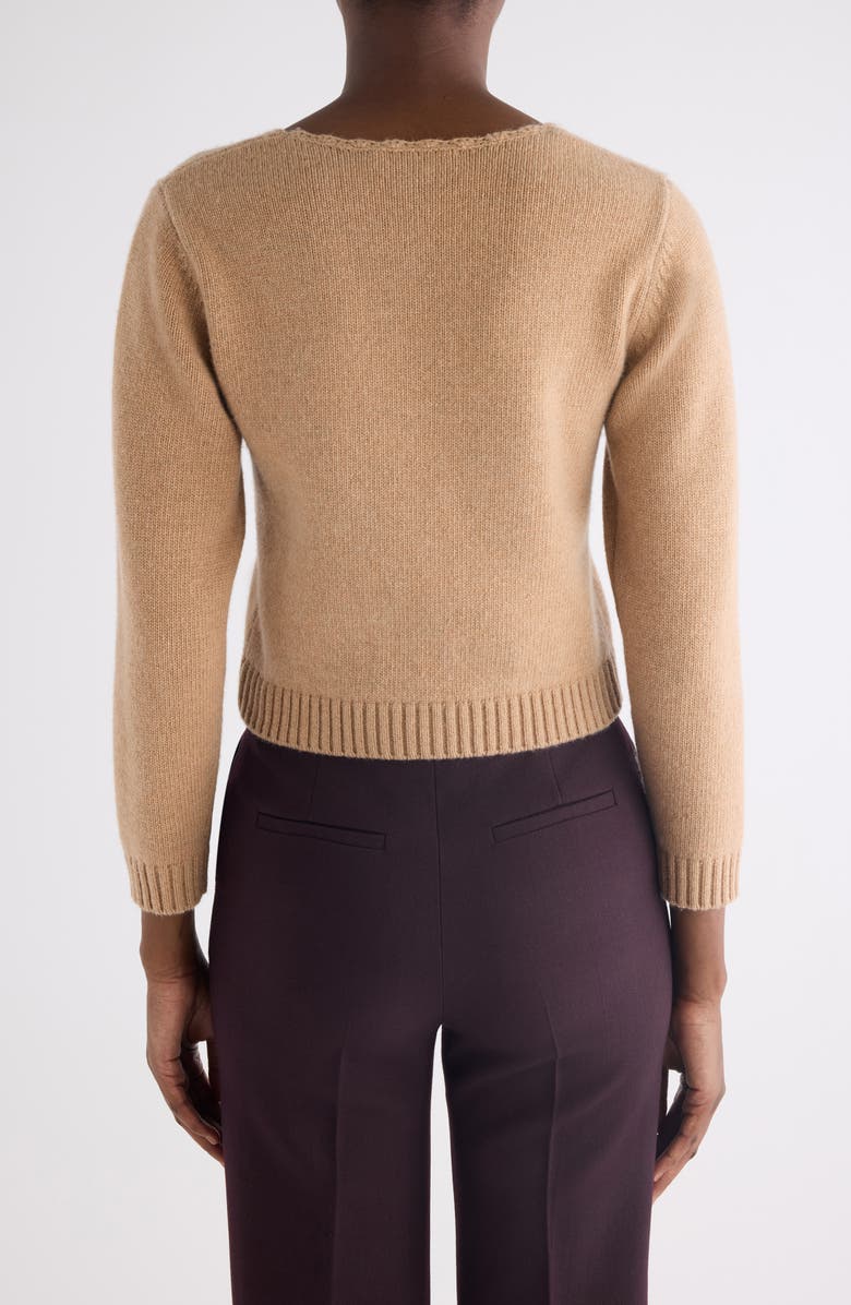 Chloé Scalloped Logo Crop Wool & Cashmere Sweater, Alternate, color, Bleached Brown