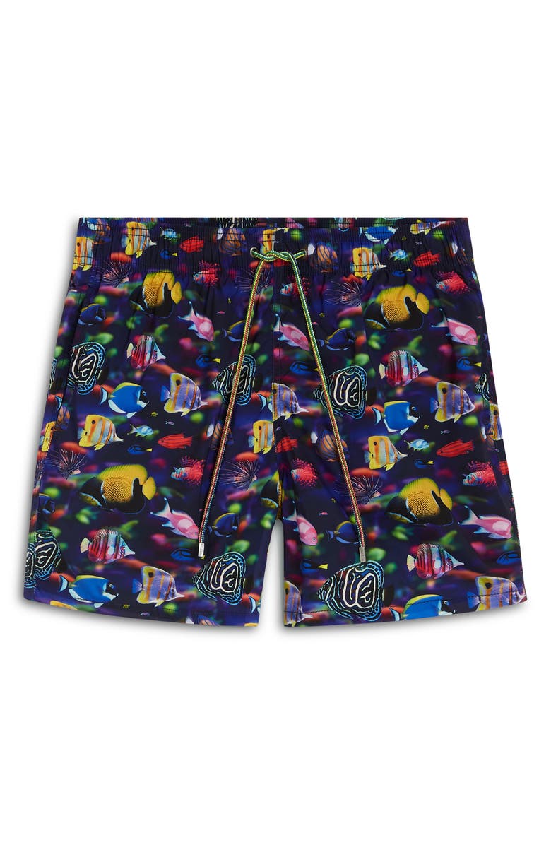 Bugatchi Max Mid Length Swim Trunks, Alternate, color, 