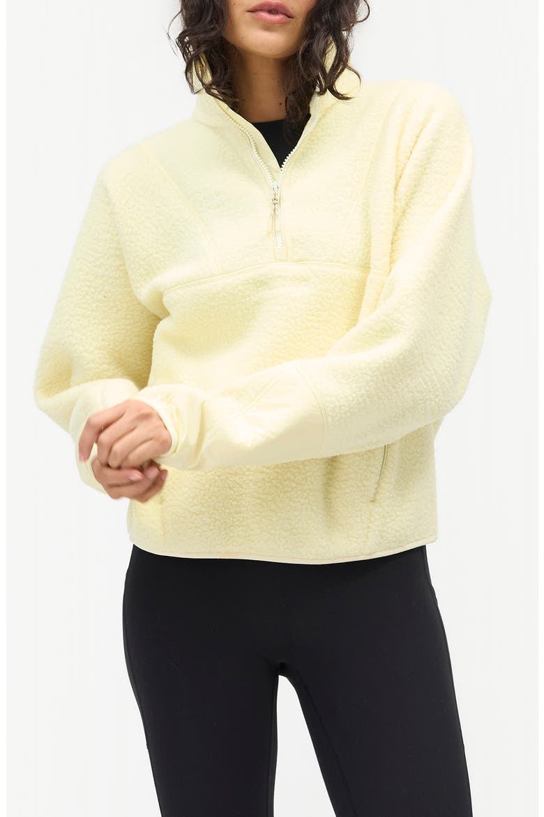Pieper Water Repellent Recycled Polyester Fleece Quarter Zip Top, Main, color, CHARDONNAY