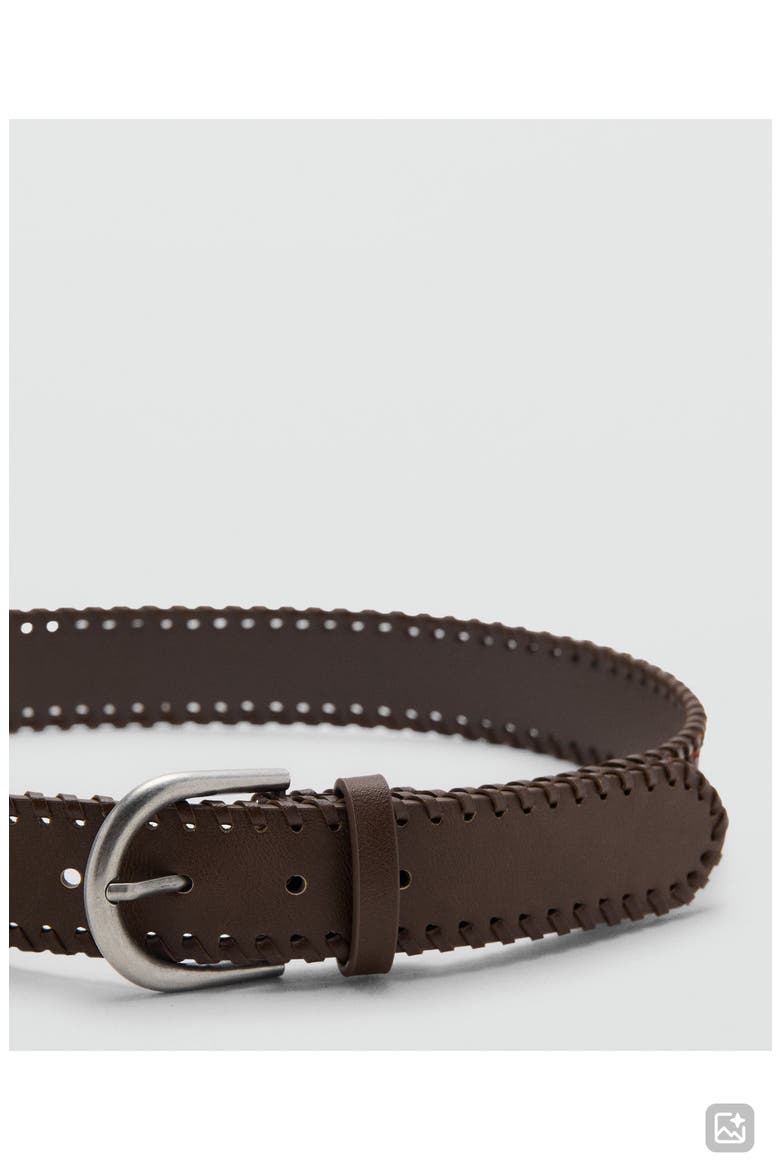 Whipstitched Woven Belt, Alternate, color, CHOCOLATE