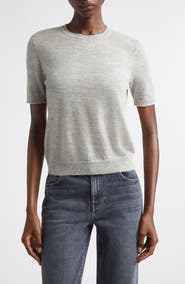 Lafayette 148 New York Short Sleeve Cashmere Crewneck Sweater