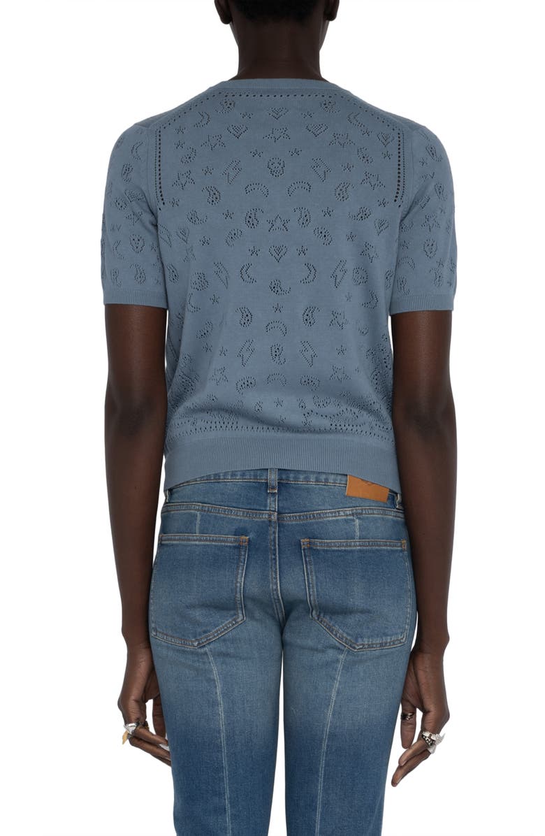 Zadig & Voltaire Dolly Bandana Pointelle Cotton Sweater, Alternate, color, Sixtine