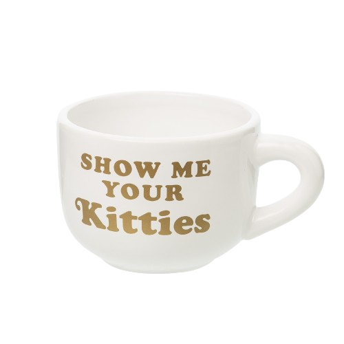 Totalee Gift Show Me Kitties Cappuccino Mug Ceramic White 24 oz