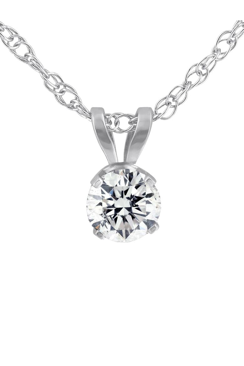 3/8 Ct Solitaire Round Cut Lab Grown Grown Diamond Pendant 14K Gold, Main, color, 14k White Gold