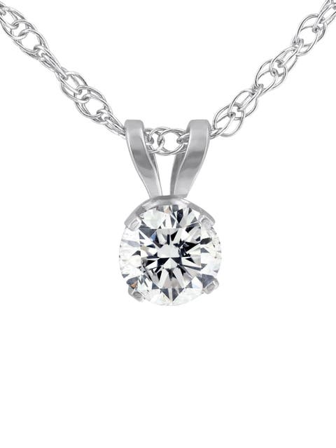 1/3ct Lab Grown Diamond Round Solitaire Pendant 14K Gold