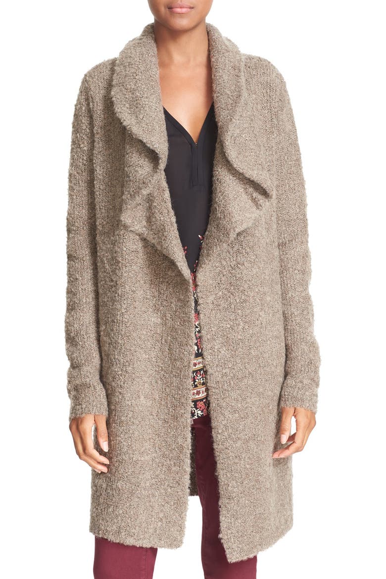 'Yanet' Drape Front Long Cardigan, Main, color, LIGHT HEATHER SMOKEY TOPAZ