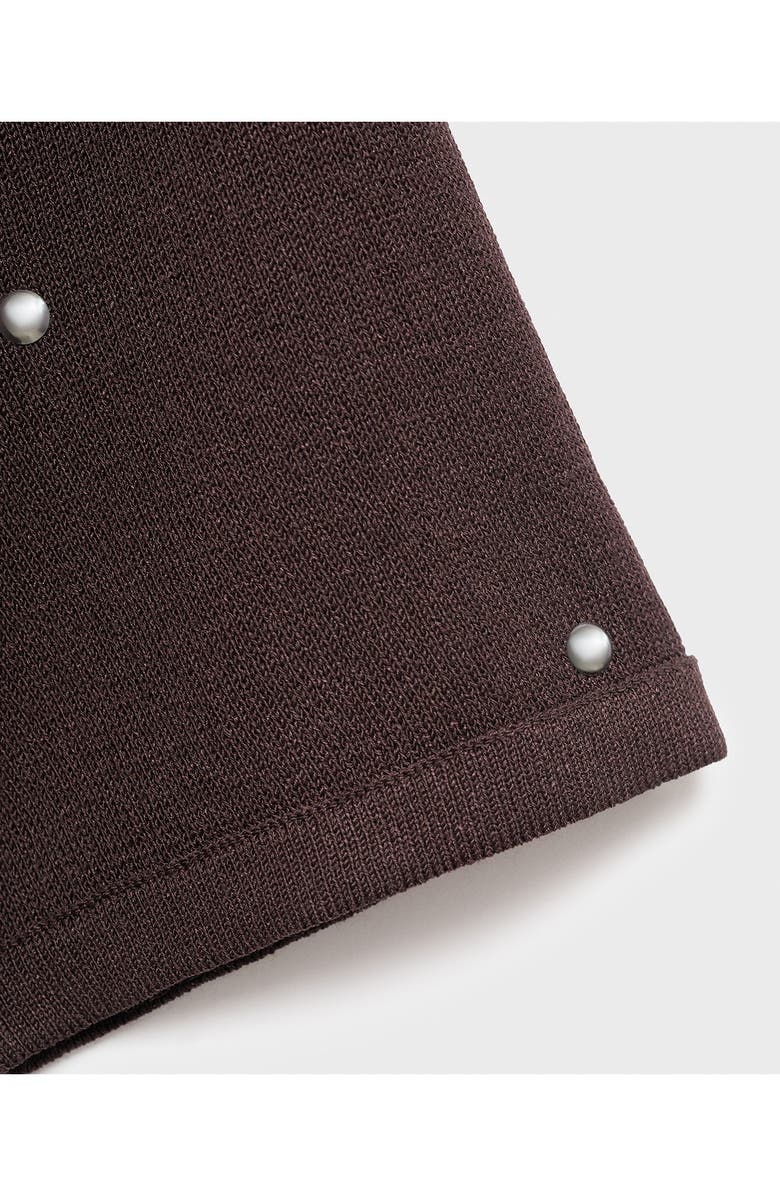 MANGO Studded Short Sleeve Sweater, Alternate, color, Brown